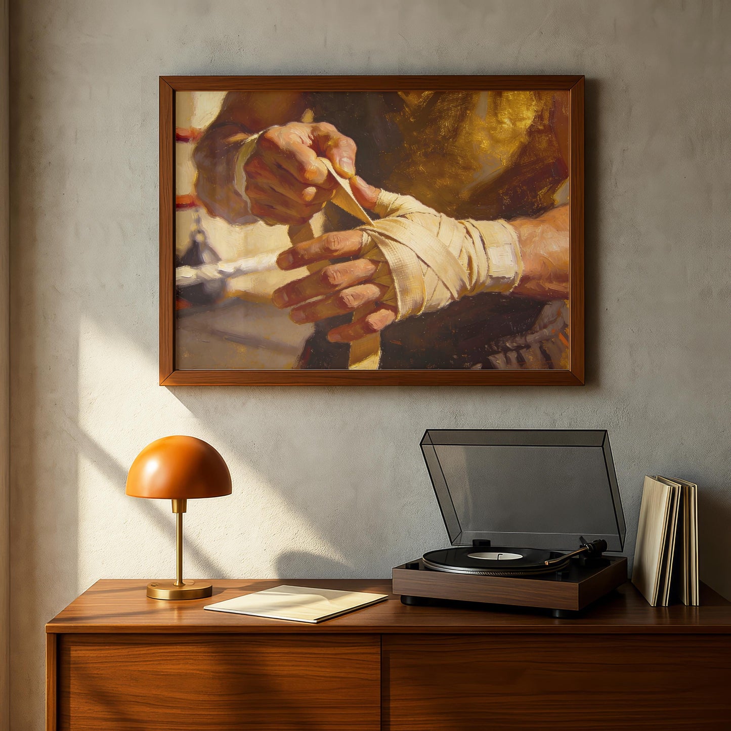 Boxer Wrapping Hands Painting