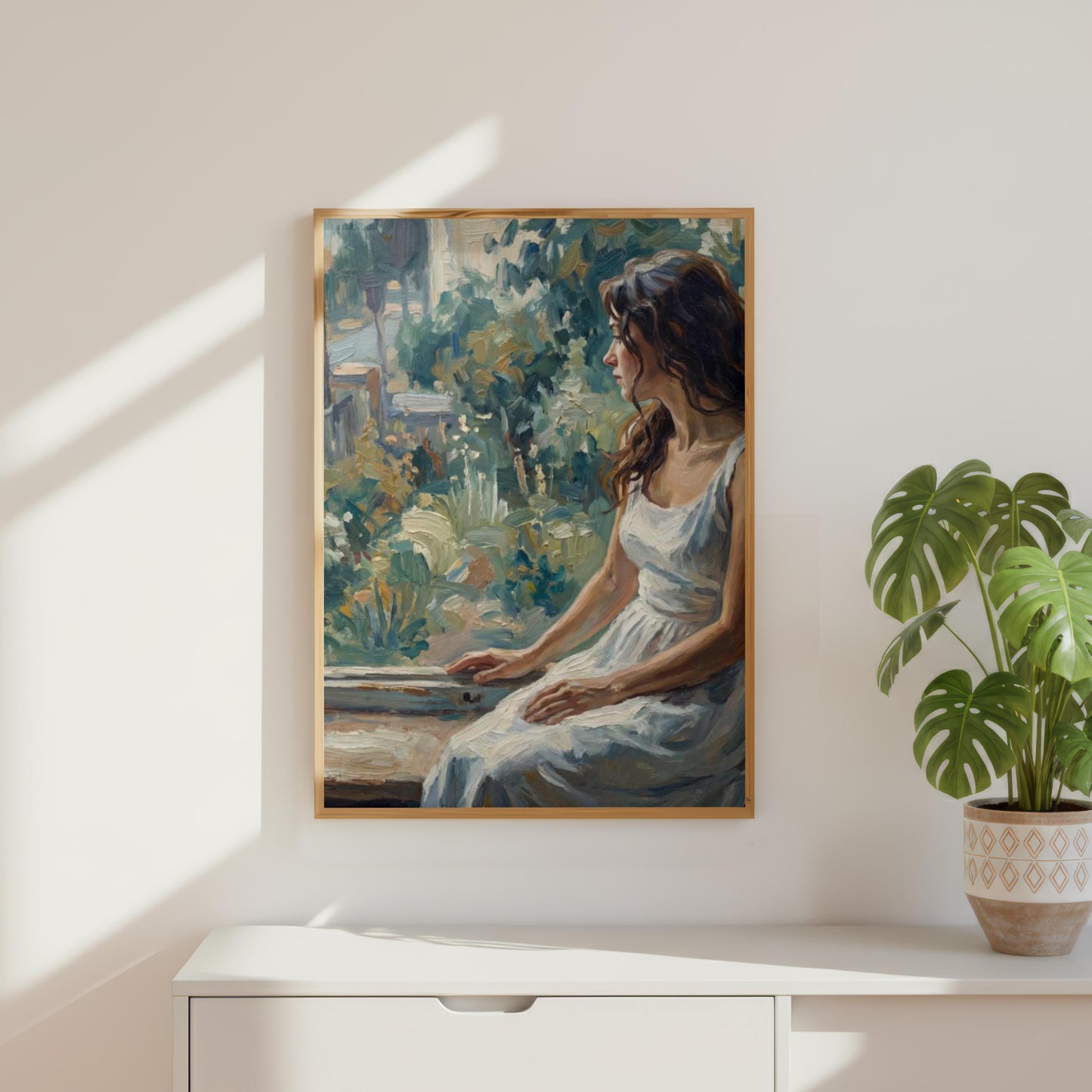 Impressionist Woman by Window Portrait Painting