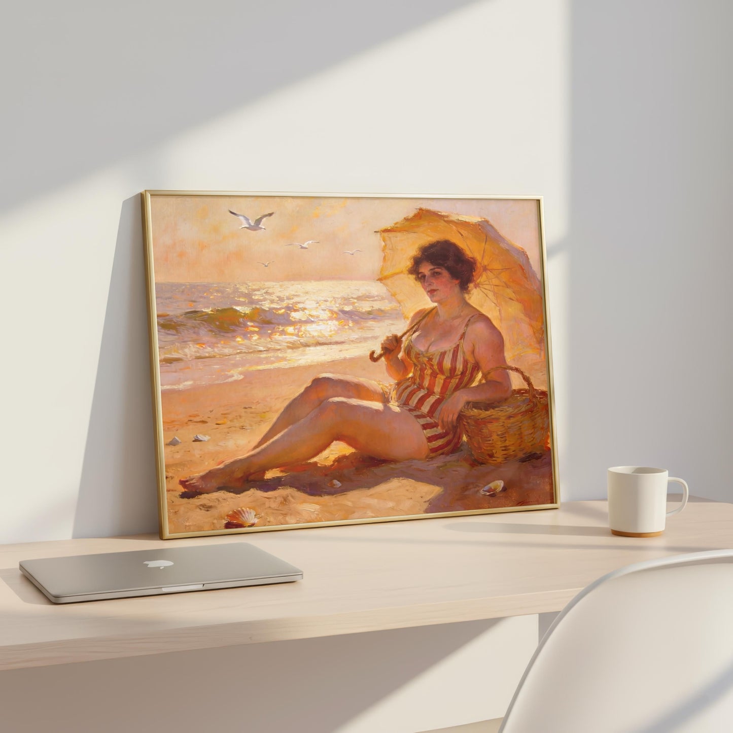"Mariella" Woman on the Beach Art Print