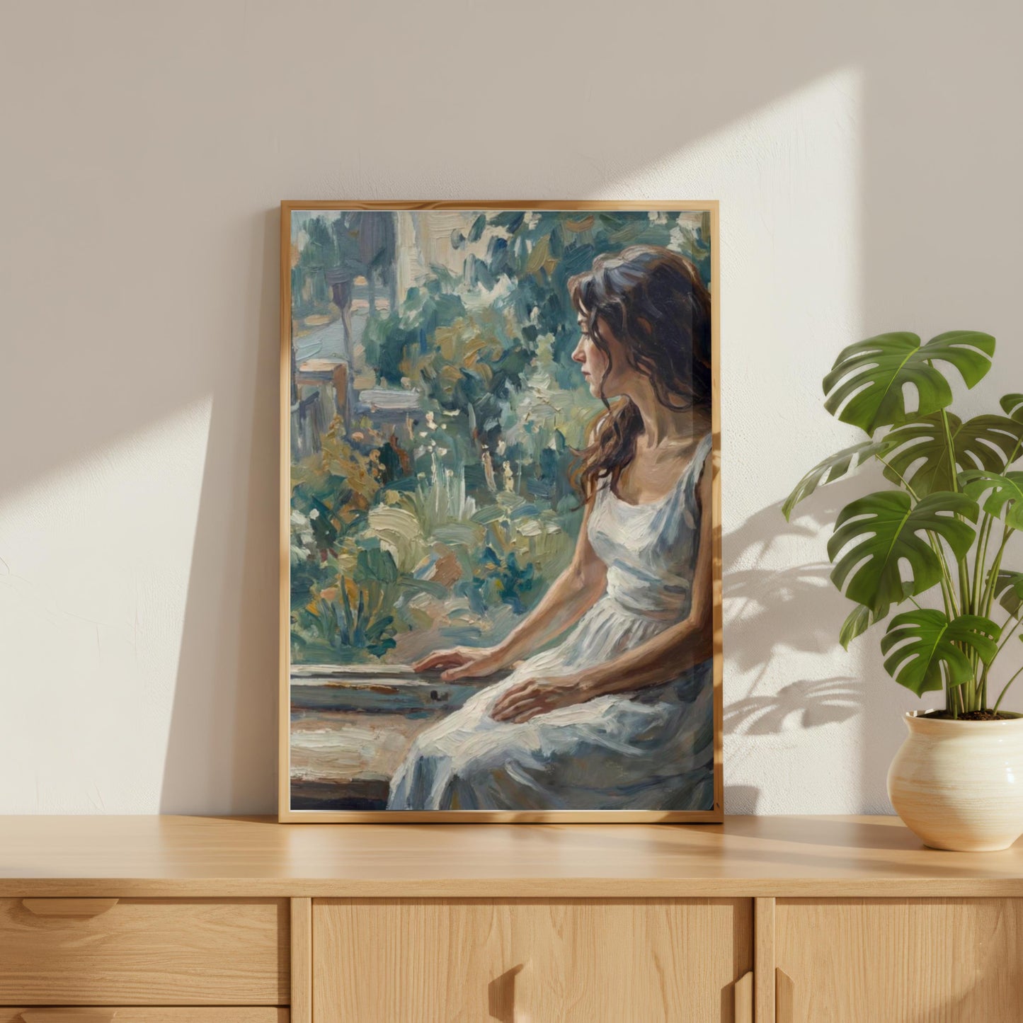 Impressionist Woman by Window Portrait Painting
