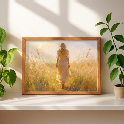 Beautiful Lady Walking in Long Grass