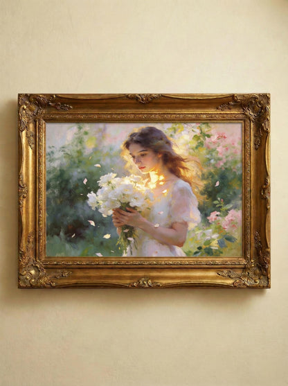 "Mia" Woman with White Flowers