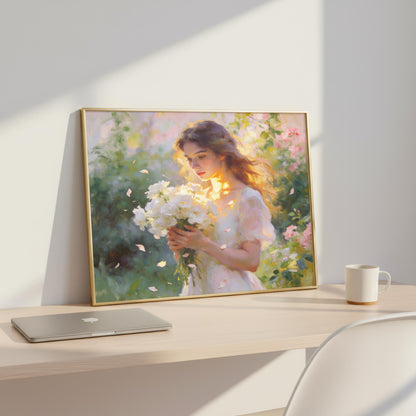 "Mia" Woman with White Flowers