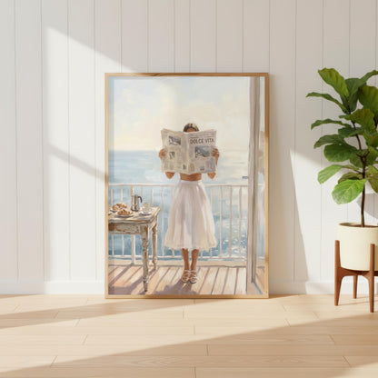 Italian Summer Art Print | La Dolce Vita Newspaper Girl