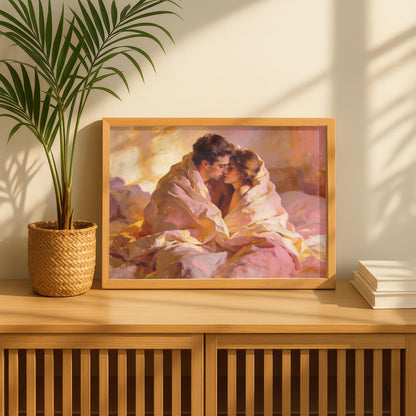 "Mon Cœur" Couple Wrapped in Love Oil Painting