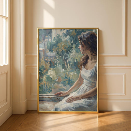 Impressionist Woman by Window Portrait Painting