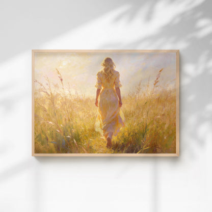 Beautiful Lady Walking in Long Grass