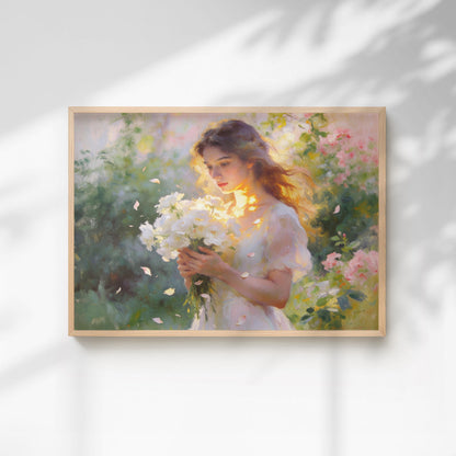 "Mia" Woman with White Flowers