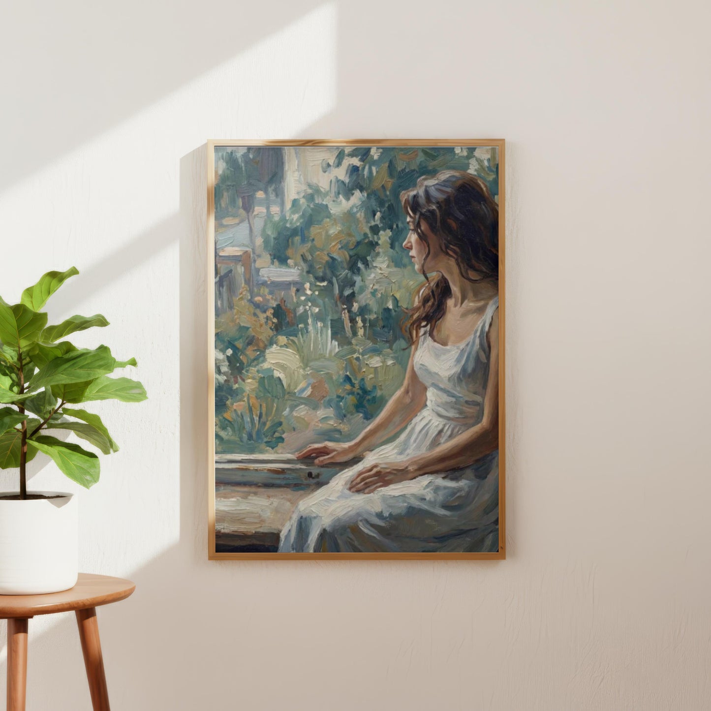 Impressionist Woman by Window Portrait Painting
