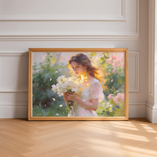 "Mia" Woman with White Flowers