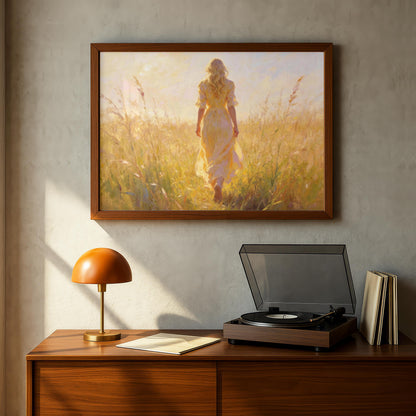 Beautiful Lady Walking in Long Grass