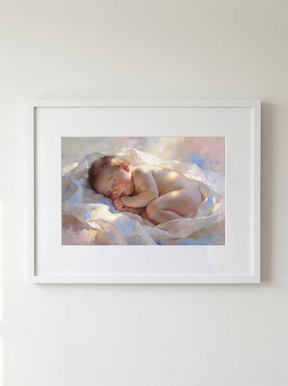 Baby Portrait Painting | Nursery Wall Art Print