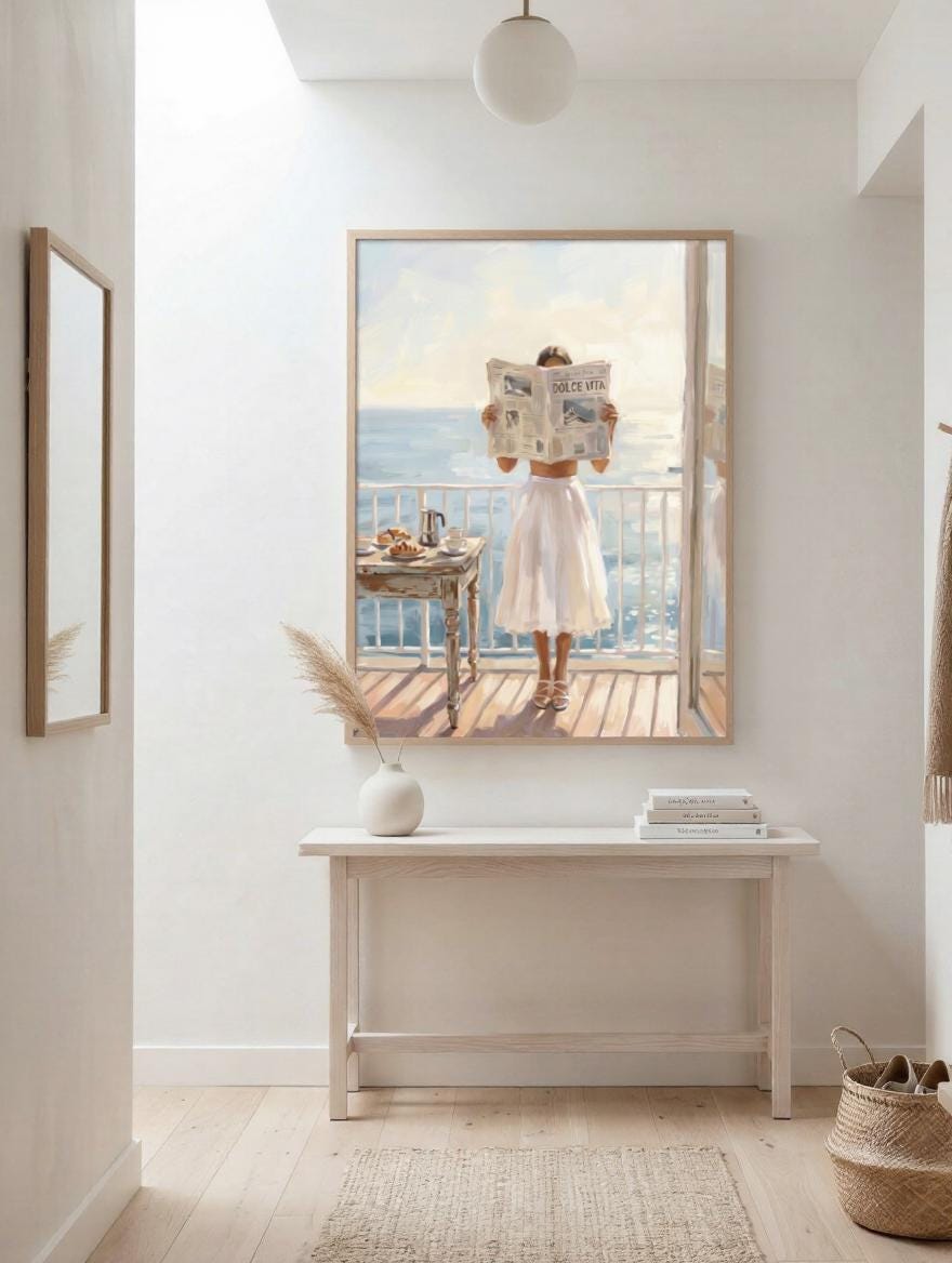 Italian Summer Art Print | La Dolce Vita Newspaper Girl