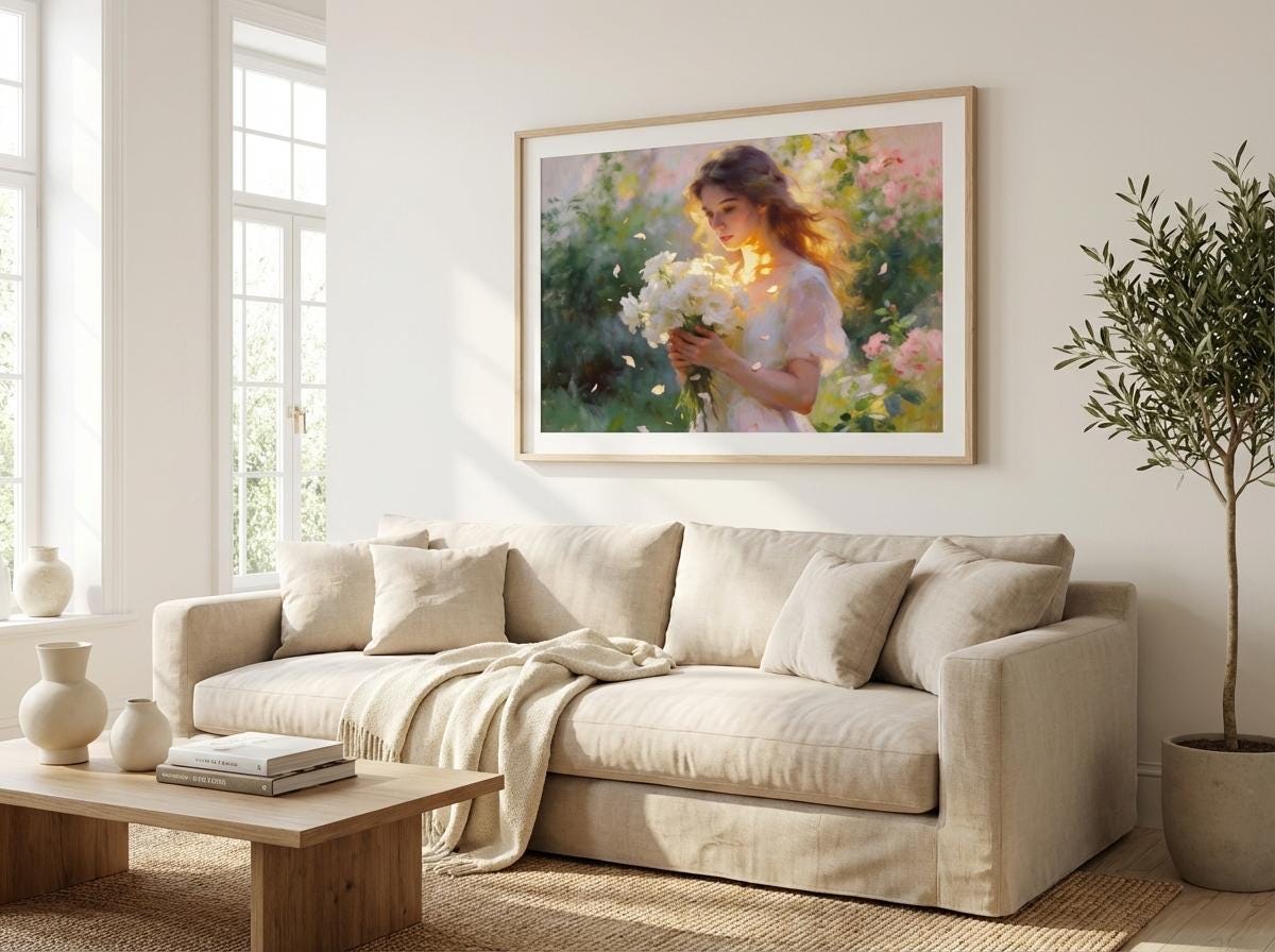 "Mia" Woman with White Flowers