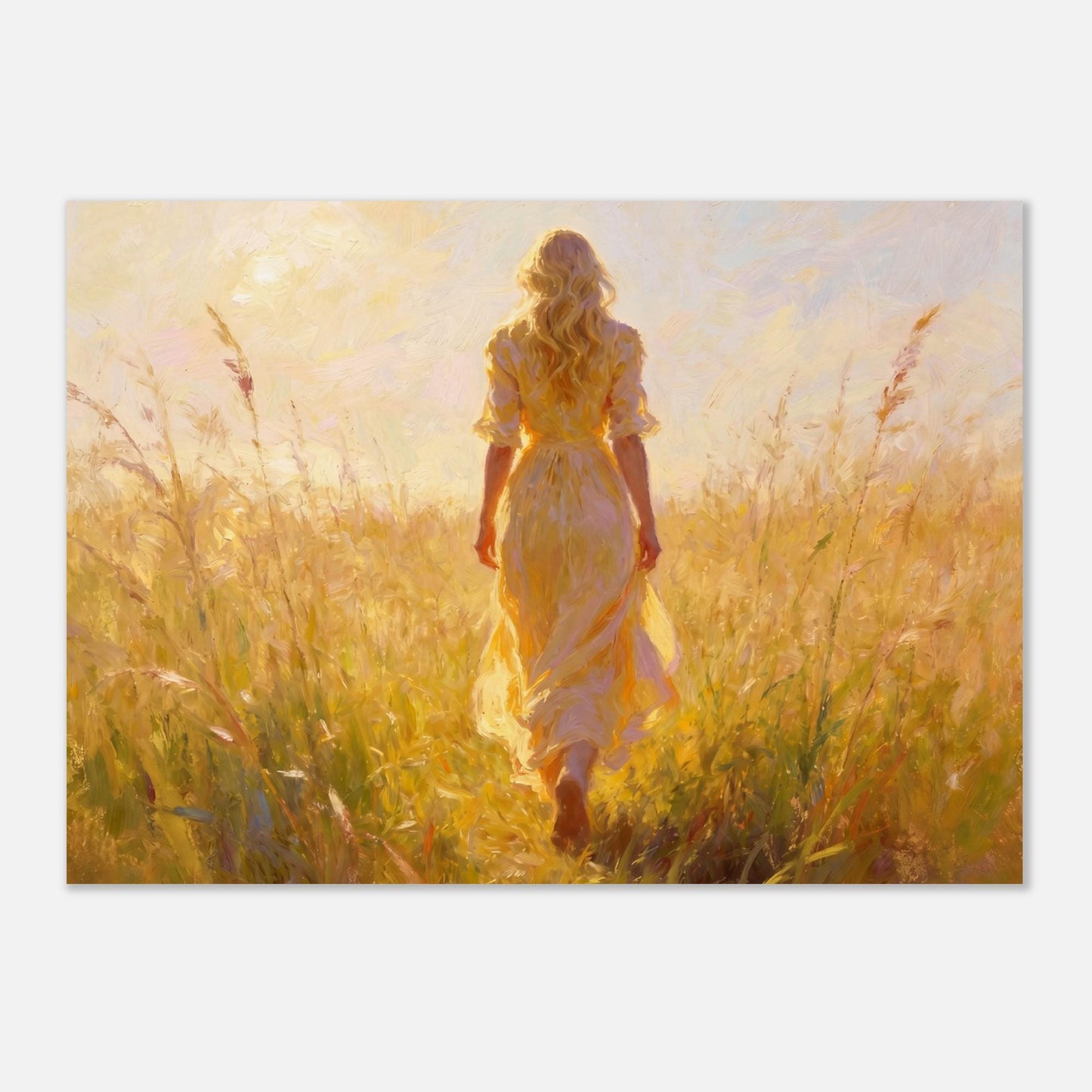 Beautiful Lady Walking in Long Grass