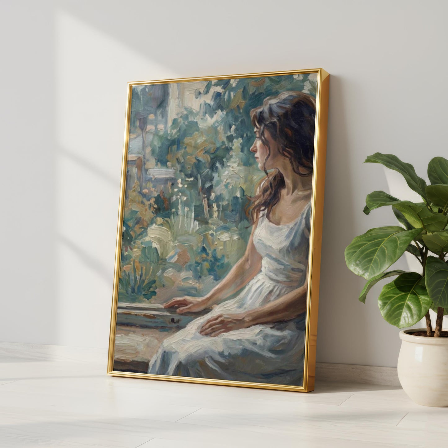 Impressionist Woman by Window Portrait Painting