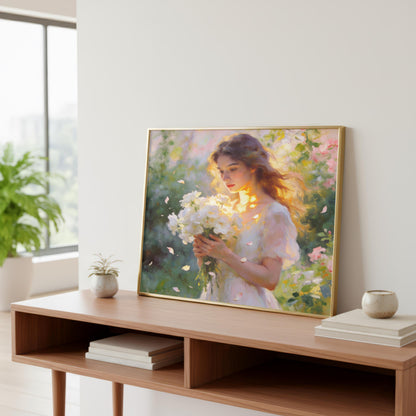 "Mia" Woman with White Flowers