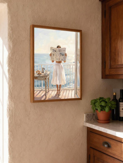 Italian Summer Art Print | La Dolce Vita Newspaper Girl