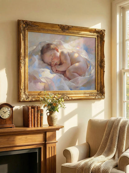 Baby Portrait Painting | Nursery Wall Art Print