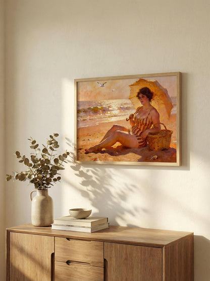 "Mariella" Woman on the Beach Art Print