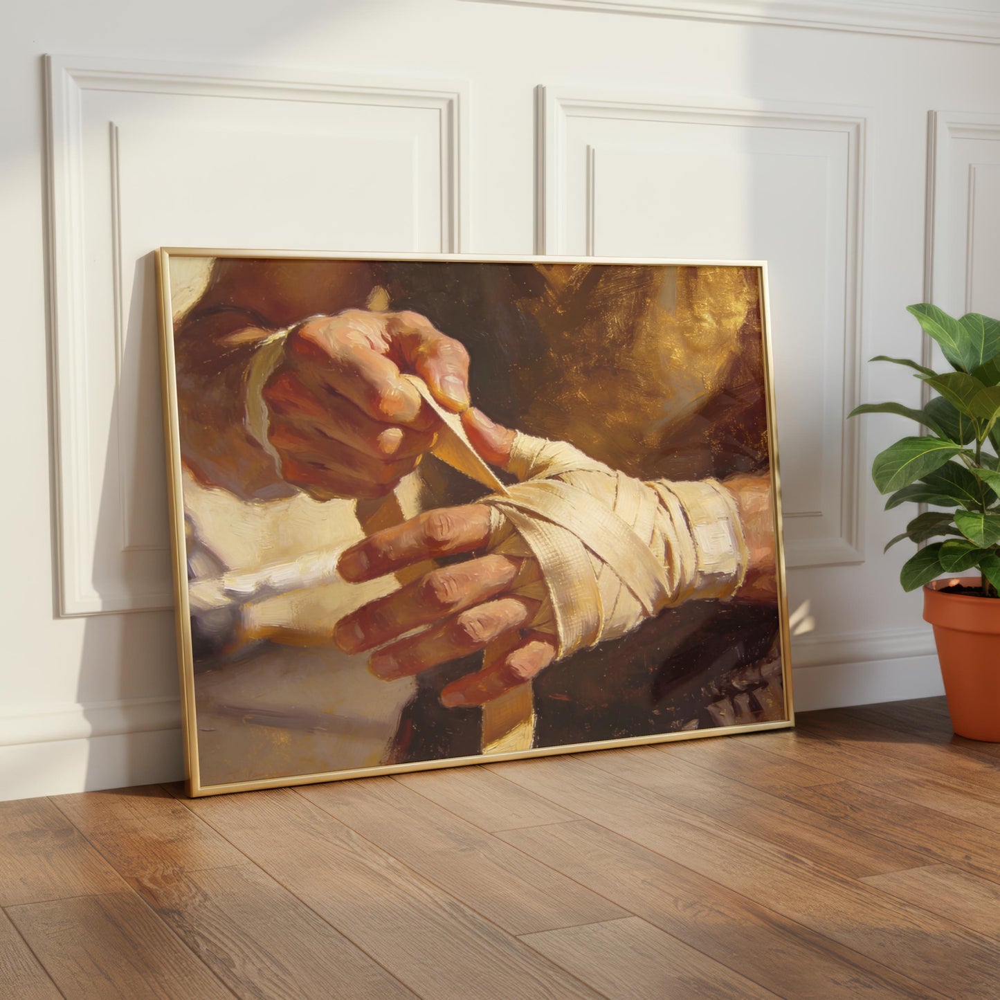 Boxer Wrapping Hands Painting