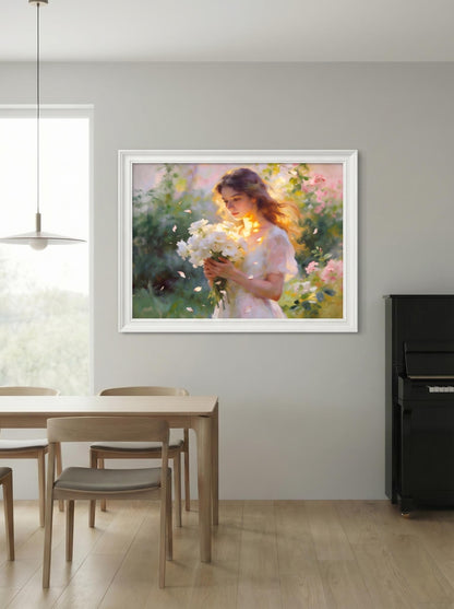 "Mia" Woman with White Flowers