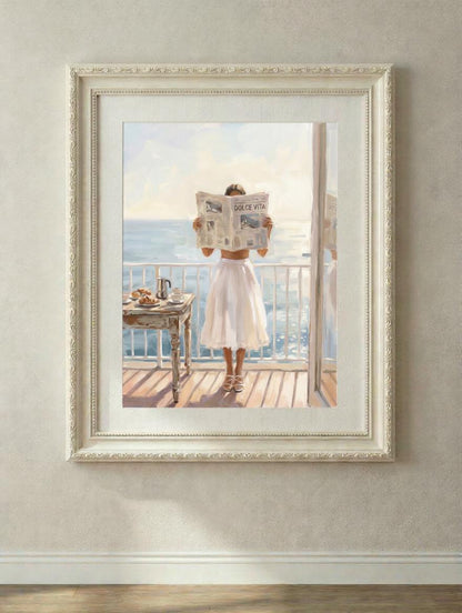 Italian Summer Art Print | La Dolce Vita Newspaper Girl