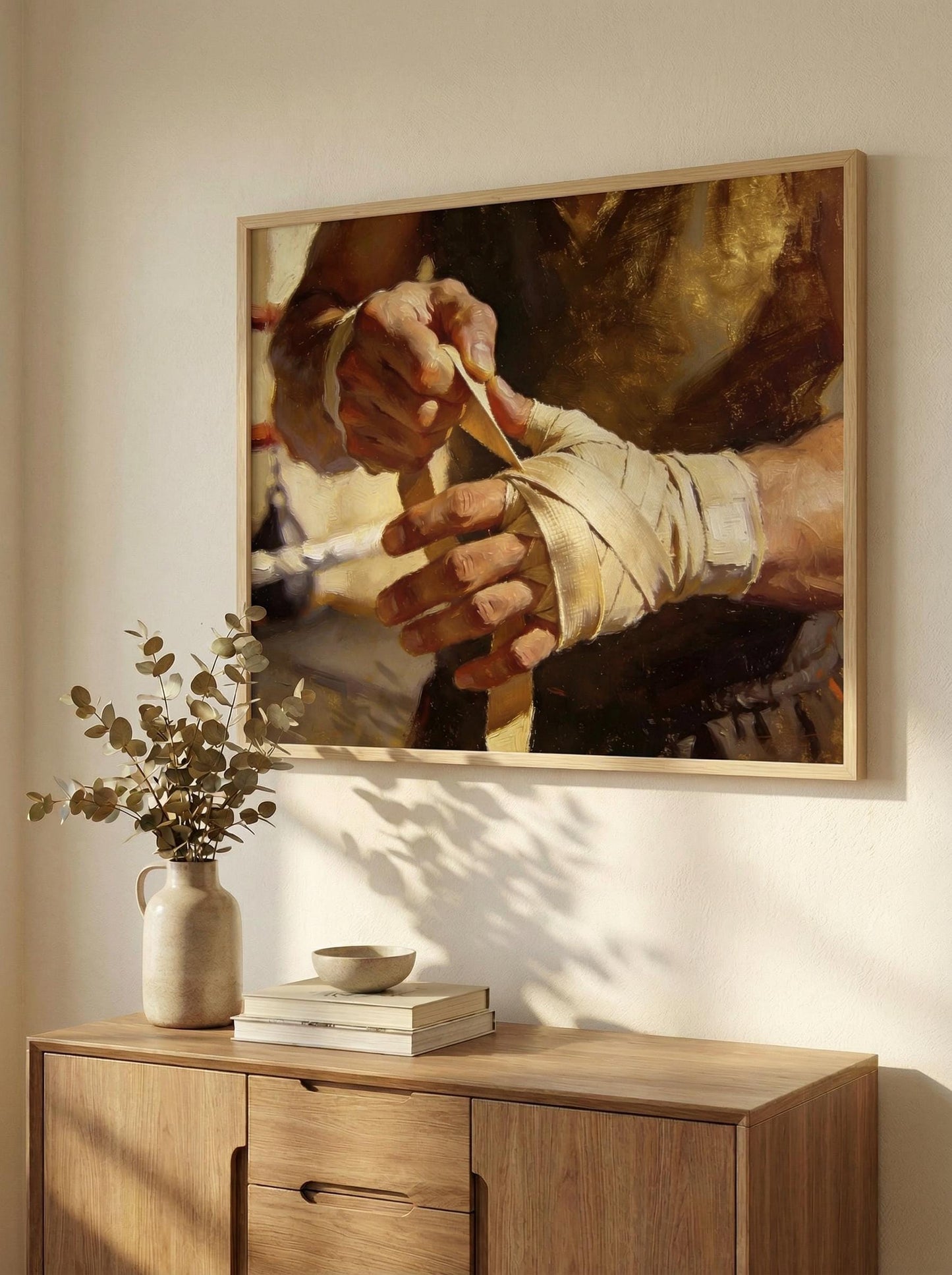 Boxer Wrapping Hands Painting