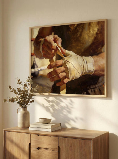 Boxer Wrapping Hands Painting