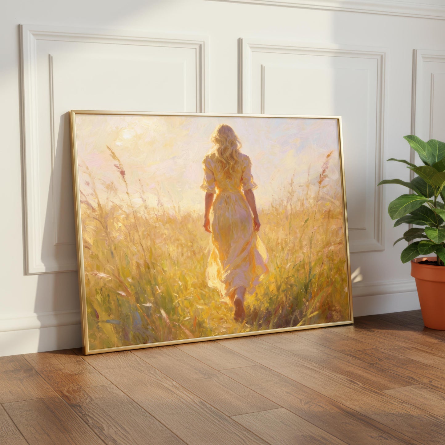 Beautiful Lady Walking in Long Grass