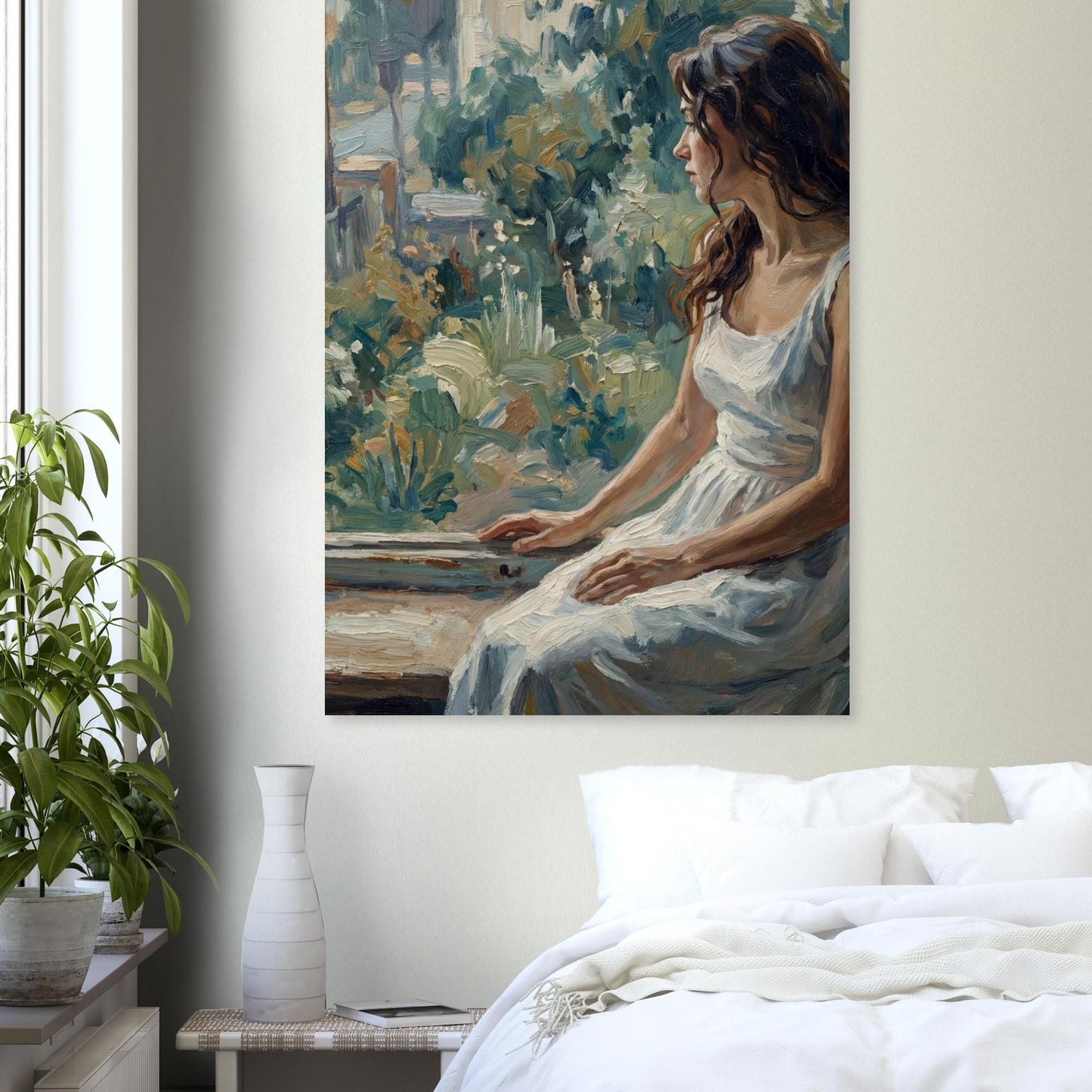 Impressionist Woman by Window Portrait Painting