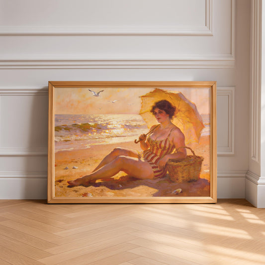 "Mariella" Woman on the Beach Art Print