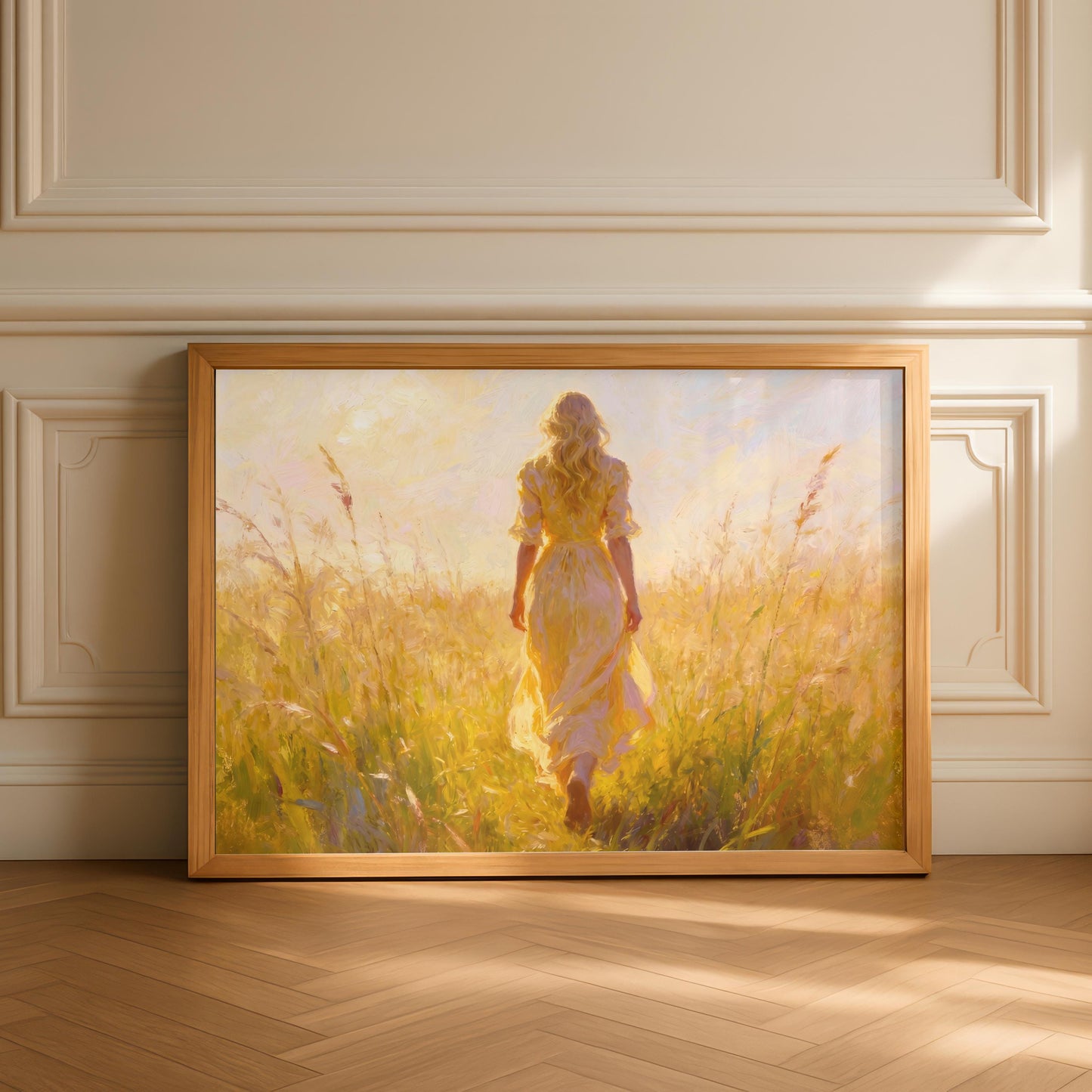Beautiful Lady Walking in Long Grass
