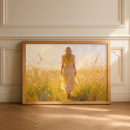 Beautiful Lady Walking in Long Grass