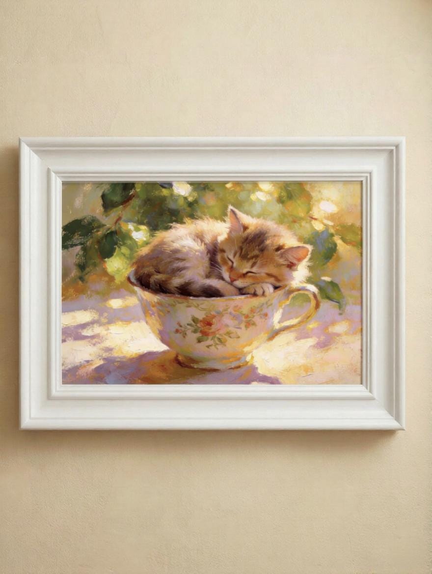 Kitten in a Teacup Painting