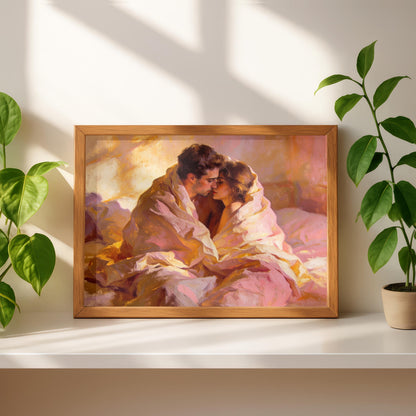 "Mon Cœur" Couple Wrapped in Love Oil Painting
