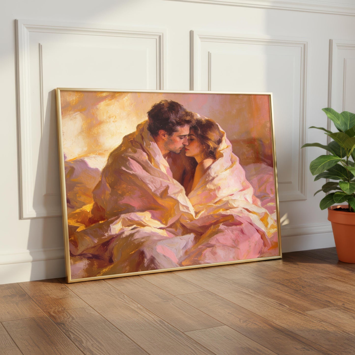 "Mon Cœur" Couple Wrapped in Love Oil Painting