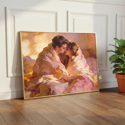 "Mon Cœur" Couple Wrapped in Love Oil Painting