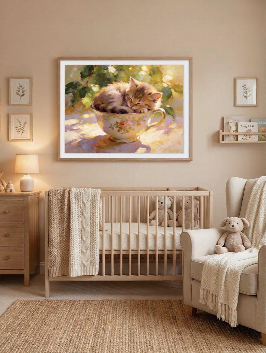 Kitten in a Teacup Painting