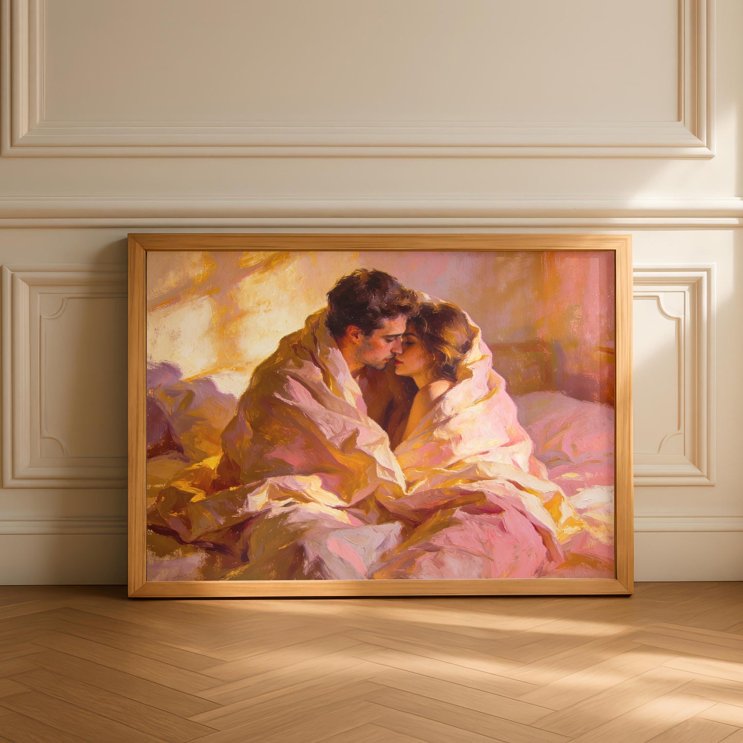 "Mon Cœur" Couple Wrapped in Love Oil Painting