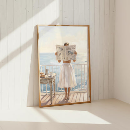 Italian Summer Art Print | La Dolce Vita Newspaper Girl