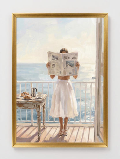 Italian Summer Art Print | La Dolce Vita Newspaper Girl
