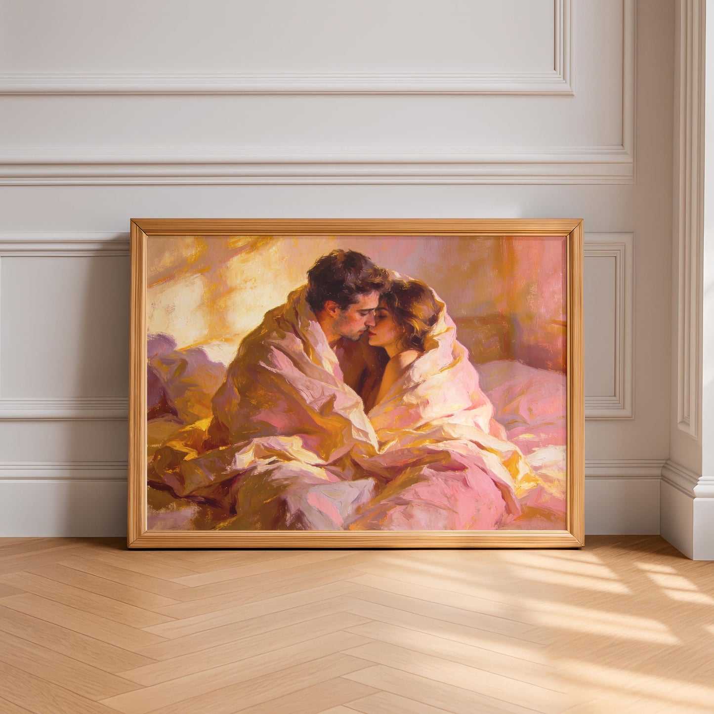 "Mon Cœur" Couple Wrapped in Love Oil Painting