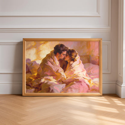 "Mon Cœur" Couple Wrapped in Love Oil Painting