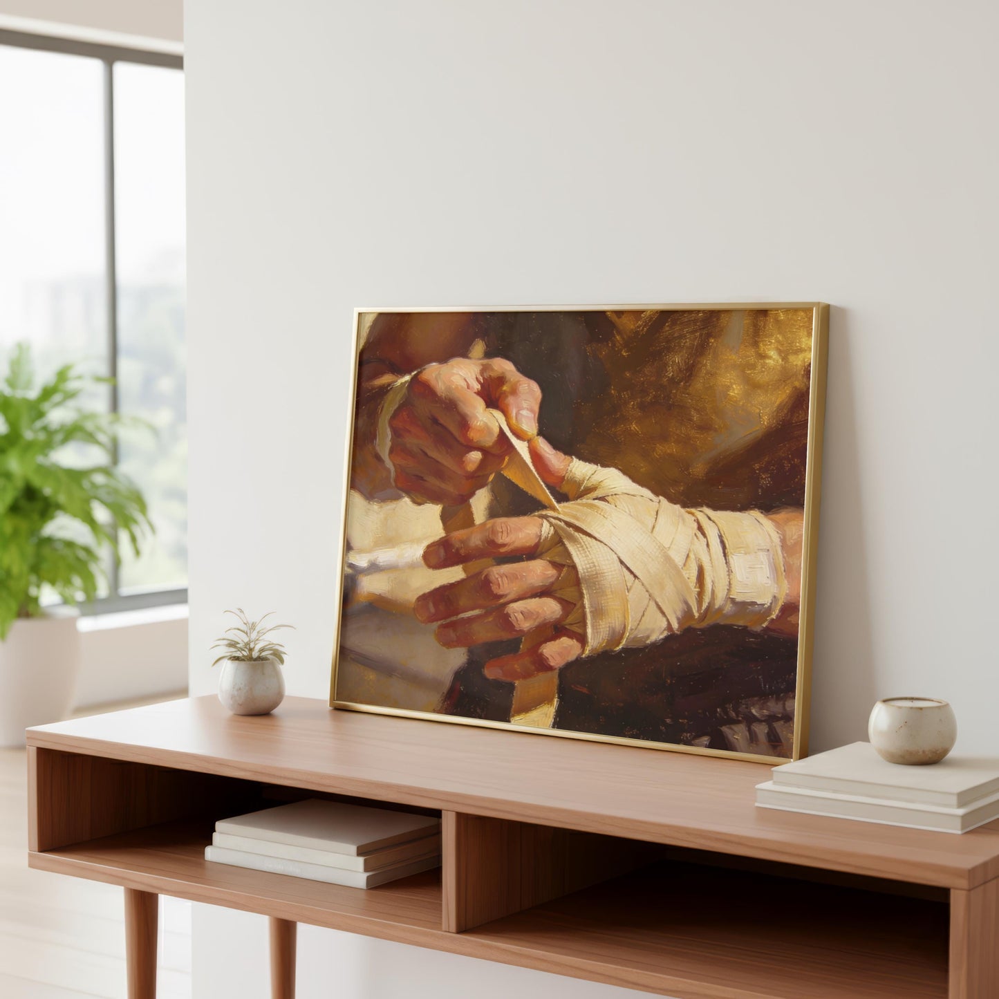 Boxer Wrapping Hands Painting