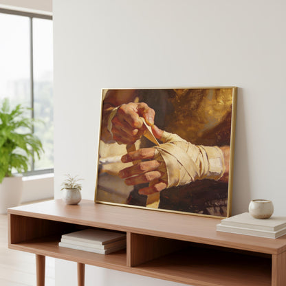 Boxer Wrapping Hands Painting