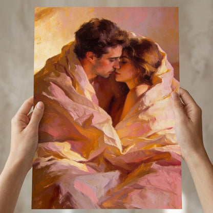 "Mon Cœur" Couple Wrapped in Love Oil Painting