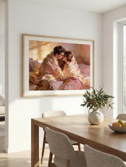 "Mon Cœur" Couple Wrapped in Love Oil Painting