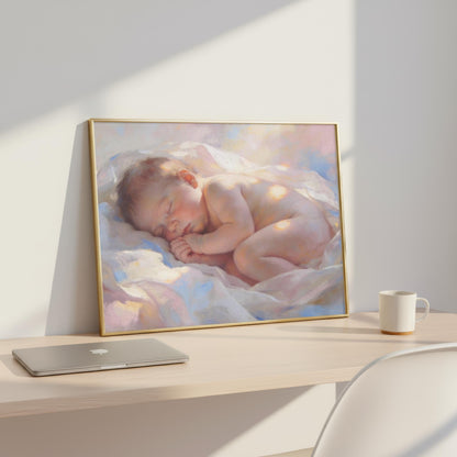 Baby Portrait Painting | Nursery Wall Art Print