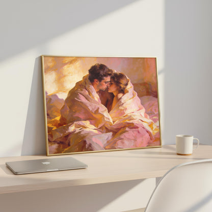 "Mon Cœur" Couple Wrapped in Love Oil Painting